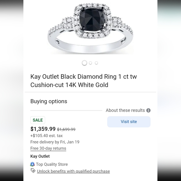 Black diamond ring w/ diamonds surrounding - Picture 6 of 8